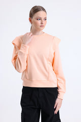 Somon Omuz Detaylı Bisiklet Yaka Sweatshirt