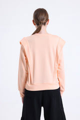 Somon Omuz Detaylı Bisiklet Yaka Sweatshirt