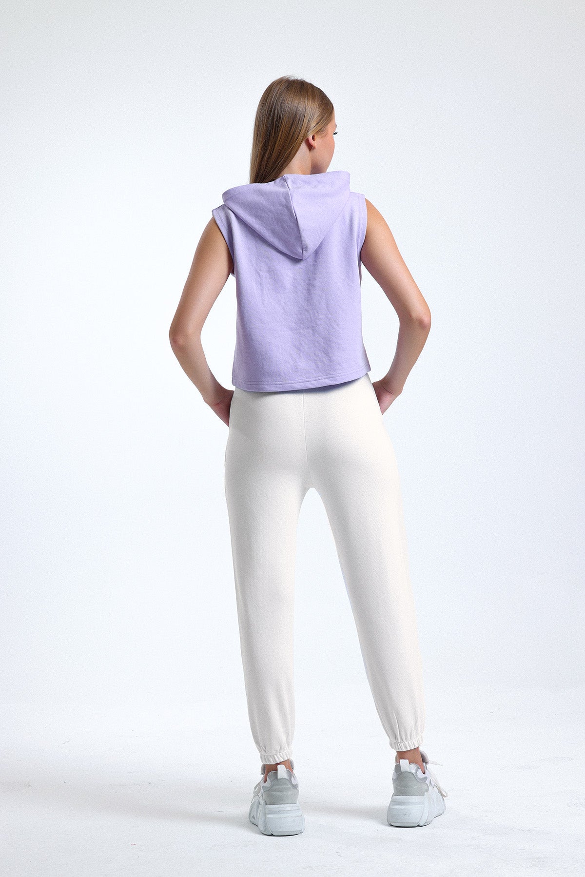 Krem Lastikli Jogger Eşofman Altı