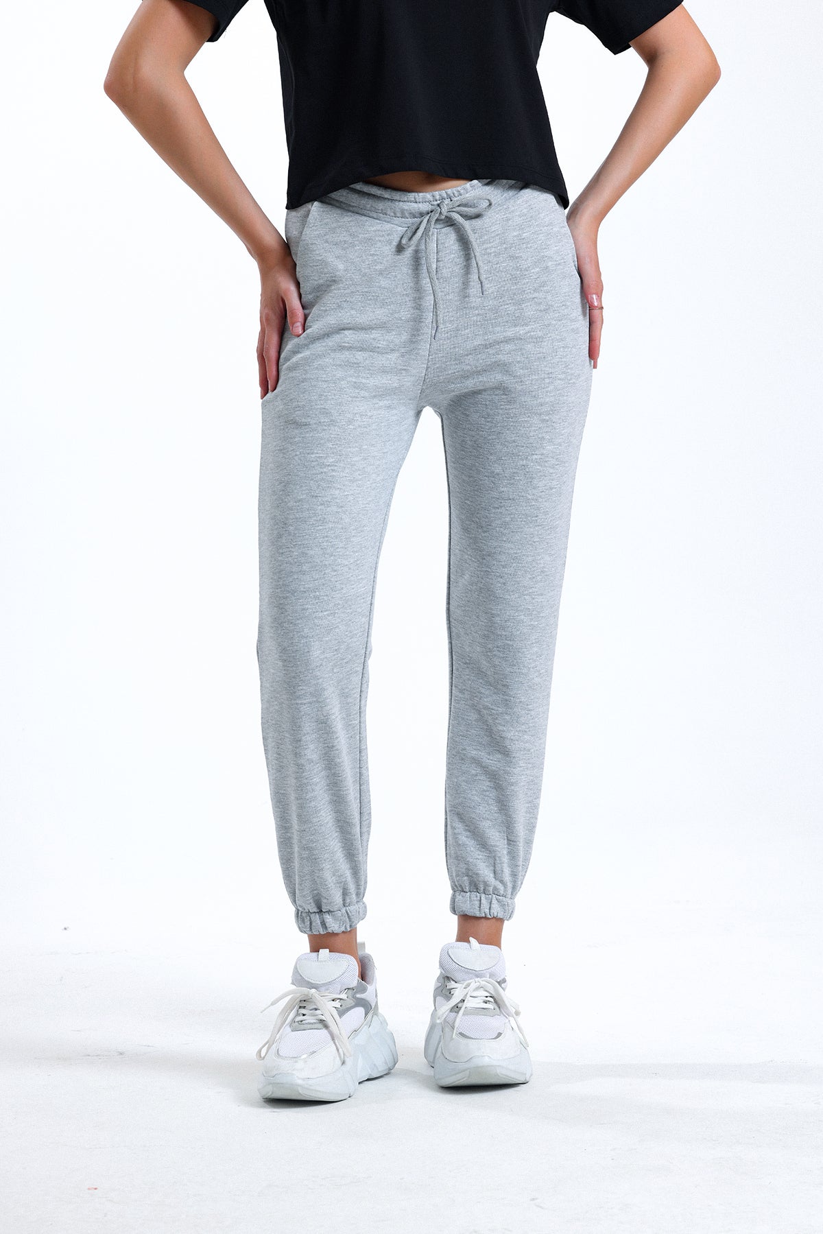 Gri Melanj Lastikli Jogger Eşofman Altı