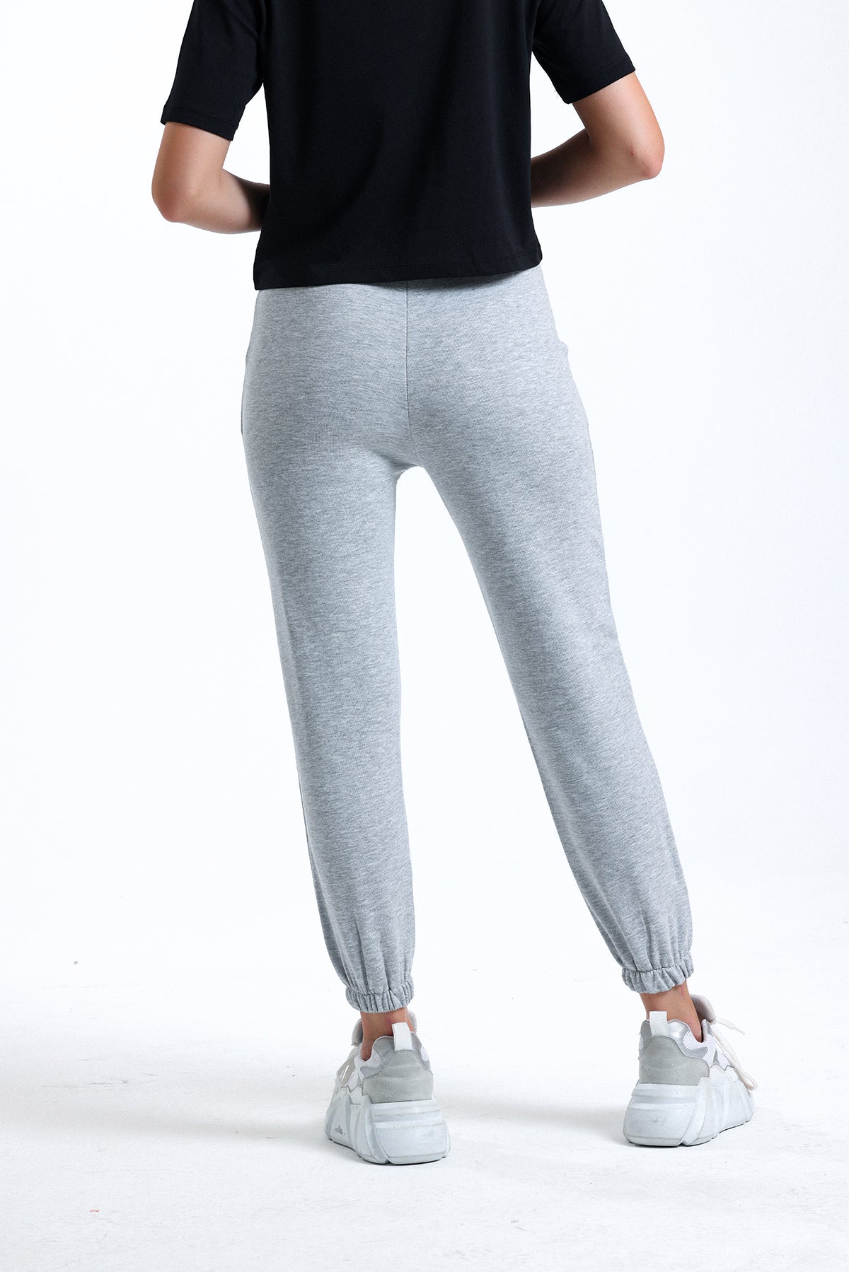 Gri Melanj Lastikli Jogger Eşofman Altı