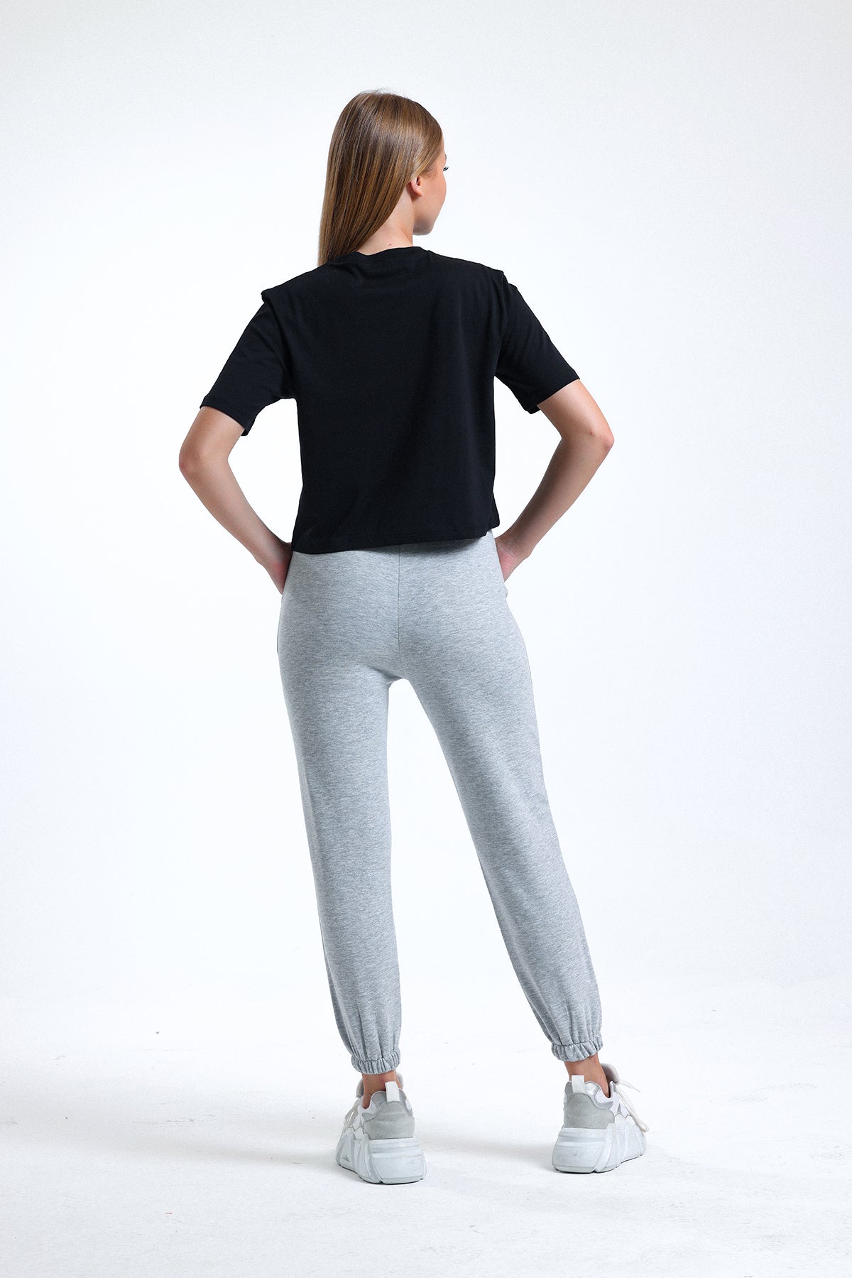 Gri Melanj Lastikli Jogger Eşofman Altı