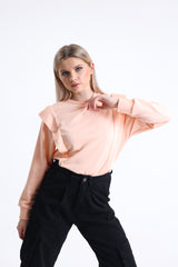 Somon Omuz Detaylı Bisiklet Yaka Sweatshirt