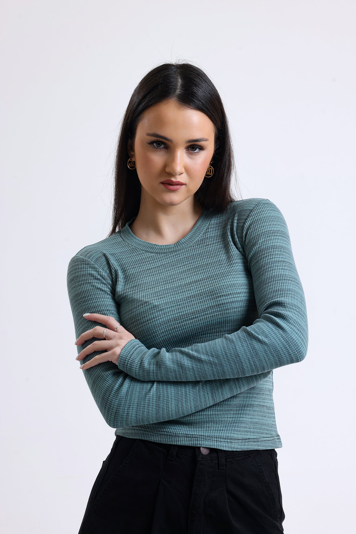 Çağla Fitilli Kaşkorse Bisiklet Yaka Uzun Kollu Tişört