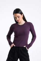 Vişne Çürüğü Fitilli Kaşkorse Bisiklet Yaka Uzun Kollu Tişört