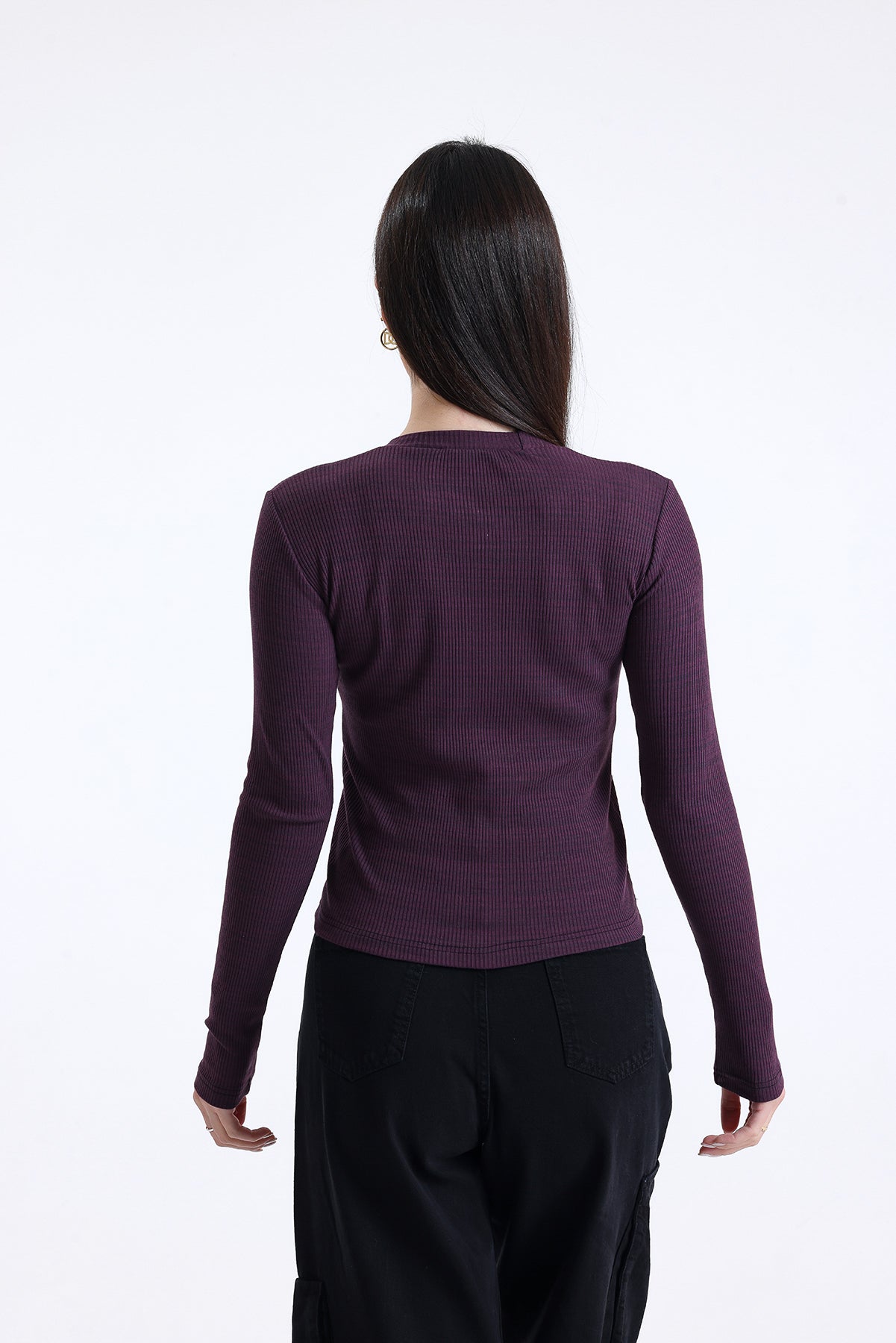 Vişne Çürüğü Fitilli Kaşkorse Bisiklet Yaka Uzun Kollu Tişört