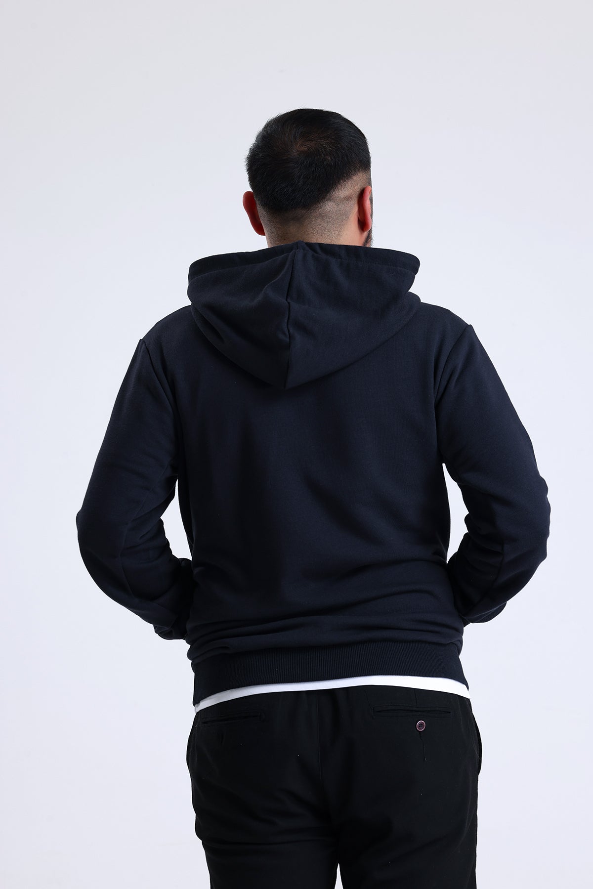 Lacivert Yandan Cepli Kapüşonlu Sweatshirt