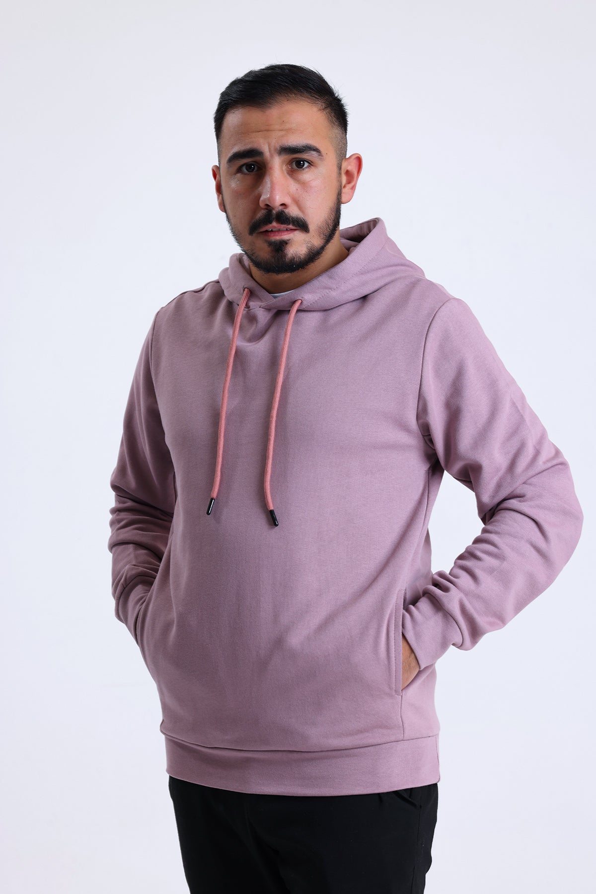 Gül Kurusu Yandan Cepli Kapüşonlu Sweatshirt