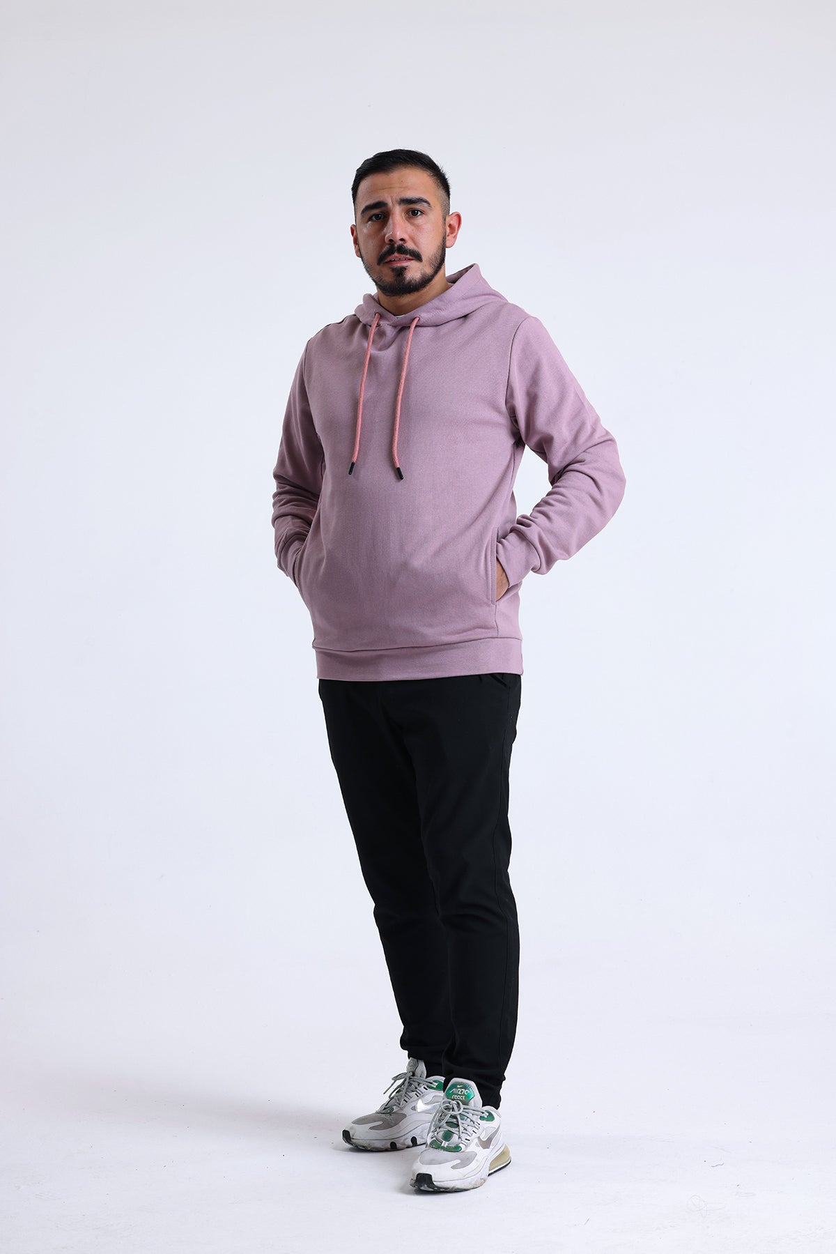 Gül Kurusu Yandan Cepli Kapüşonlu Sweatshirt