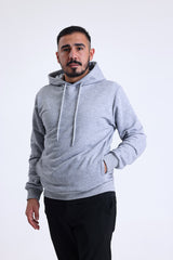 Gri Melanj Yandan Cepli Kapüşonlu Sweatshirt