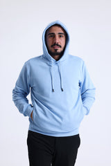 Mavi Yandan Cepli Kapüşonlu Sweatshirt