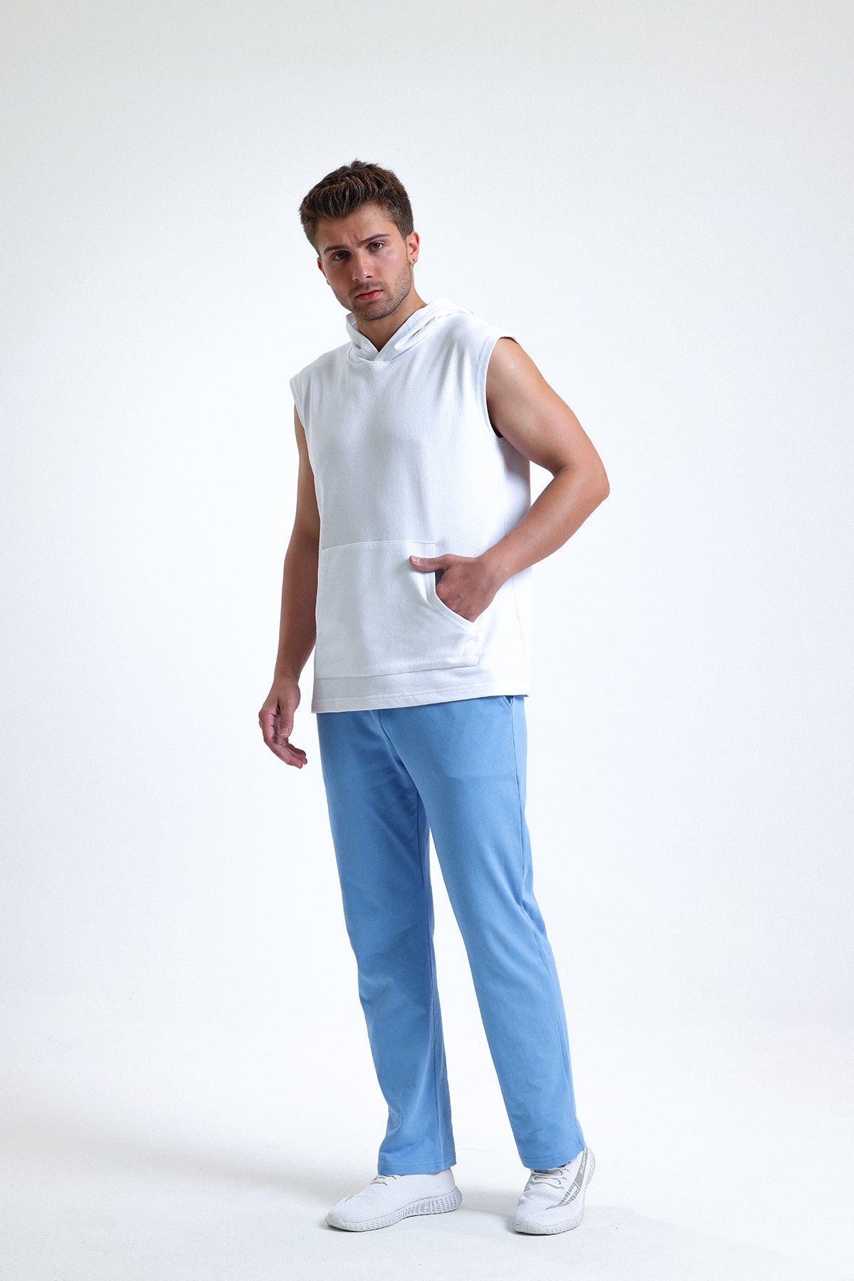 Mavi Normal Kesim Pamuklu Eşofman Altı