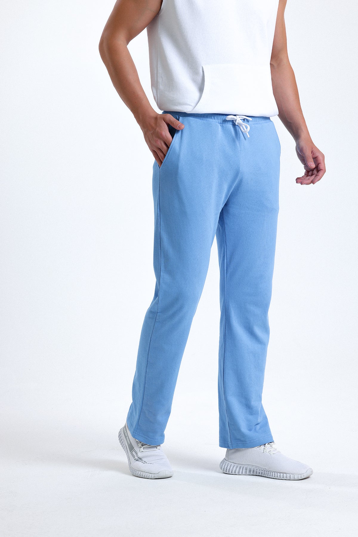 Mavi Normal Kesim Pamuklu Eşofman Altı