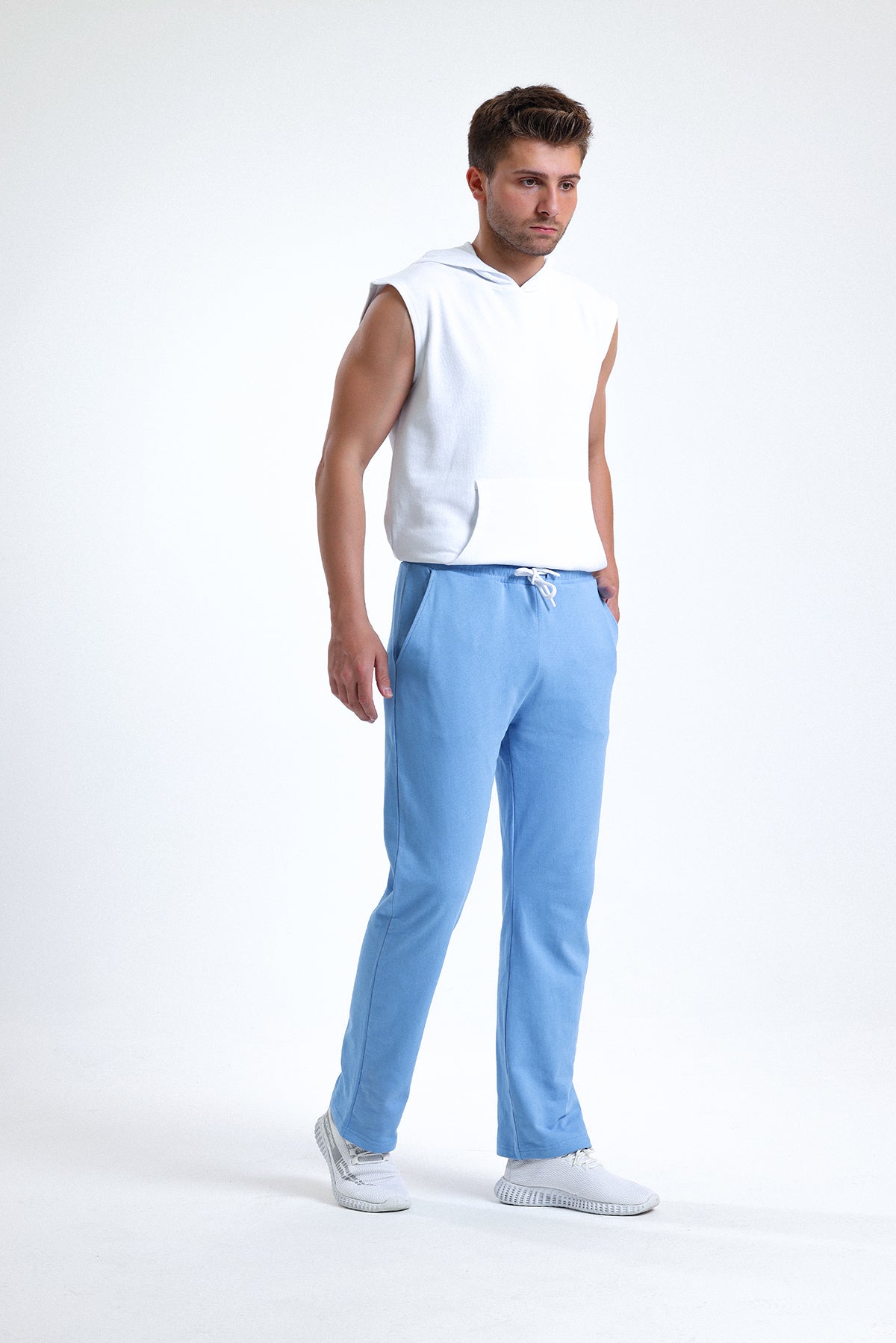 Mavi Normal Kesim Pamuklu Eşofman Altı