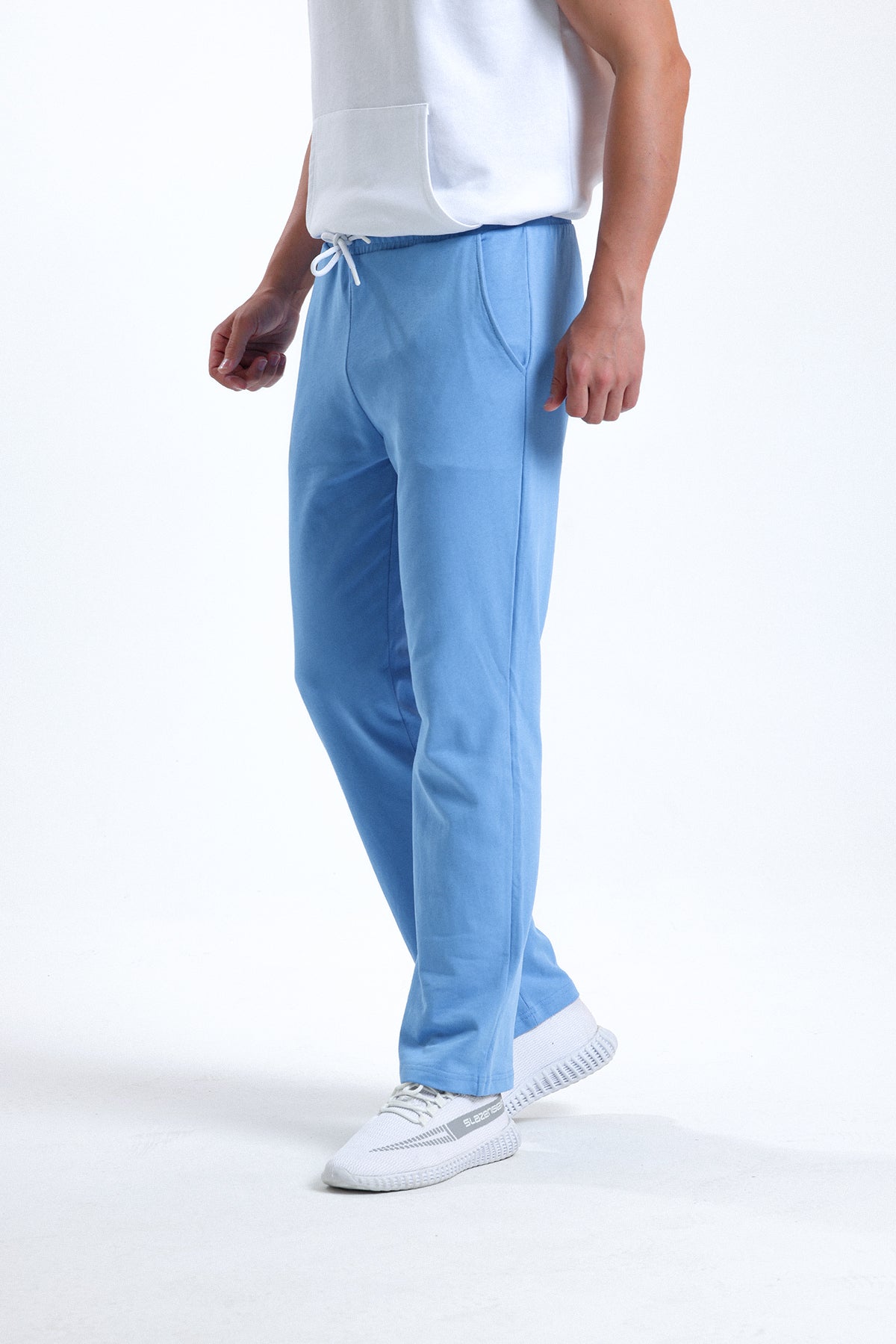 Mavi Normal Kesim Pamuklu Eşofman Altı