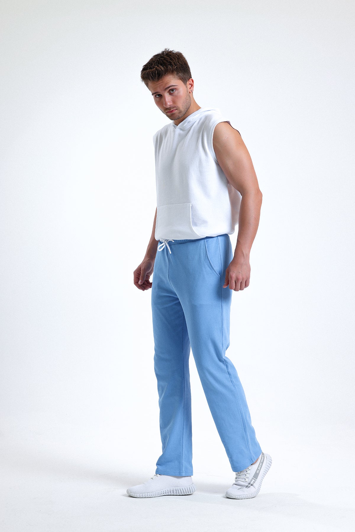 Mavi Normal Kesim Pamuklu Eşofman Altı