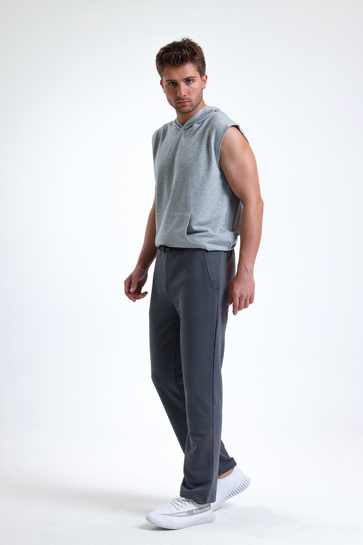 Antrasit Normal Kesim Pamuklu Eşofman Altı