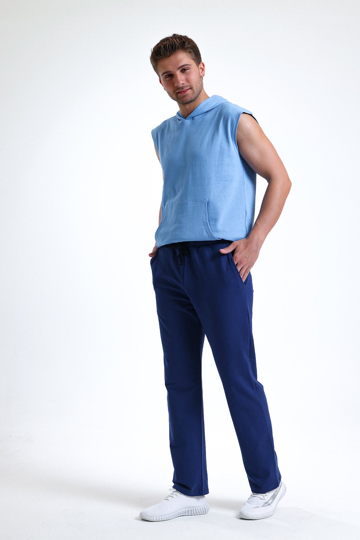 İndigo Normal Kesim Pamuklu Eşofman Altı