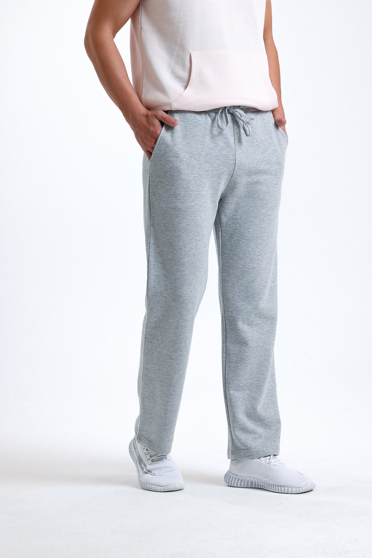 Gri Melanj Normal Kesim Pamuklu Eşofman Altı