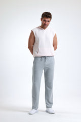 Gri Melanj Normal Kesim Pamuklu Eşofman Altı