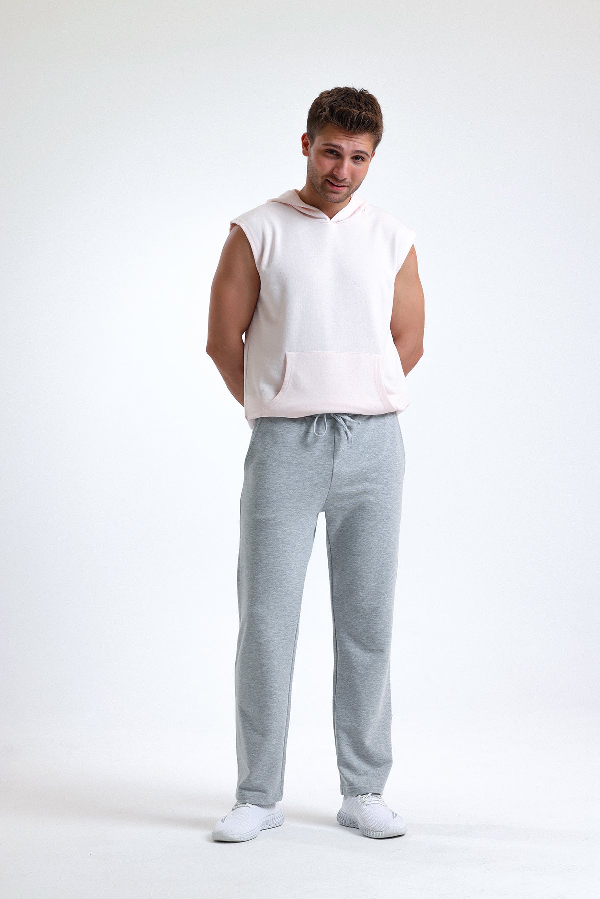 Gri Melanj Normal Kesim Pamuklu Eşofman Altı