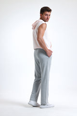 Gri Melanj Normal Kesim Pamuklu Eşofman Altı