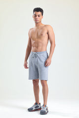 Gri Melanj Normal Kesim Cepli Pamuklu Örme Sweat Şort