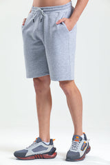 Gri Melanj Normal Kesim Cepli Pamuklu Örme Sweat Şort