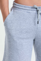 Gri Melanj Normal Kesim Cepli Pamuklu Örme Sweat Şort