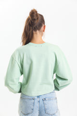 Su Yeşili Oversize Crop Sweatshirt