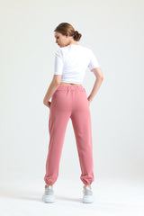 Gül Kurusu Yüksek Bel Takma Cepli Paçası Lastikli Jogger Eşofman Altı