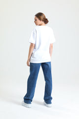 Beyaz Kısa Kollu Bisiklet Yaka Pamuklu 2 İplik Tişört