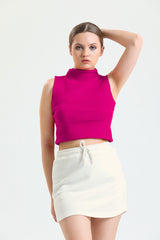 Kırık Beyaz Mini Spor Rahat Pamuklu Sweat Etek