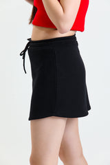 Siyah Mini Spor Rahat Pamuklu Sweat Etek