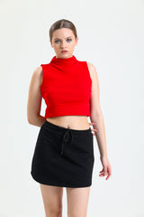 Siyah Mini Spor Rahat Pamuklu Sweat Etek