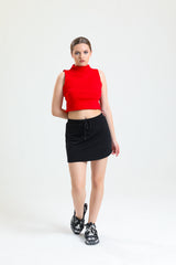 Siyah Mini Spor Rahat Pamuklu Sweat Etek