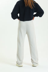 Bej Yüksek Bel Geniş Paça Eşofman Altı