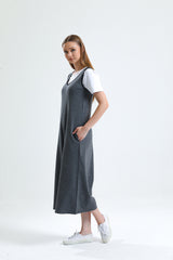 Gri Melanj U Yaka Bol Paça Salopet Tulum