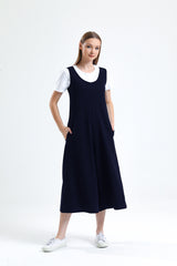 Lacivert U Yaka Bol Paça Salopet Tulum