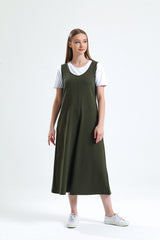 Haki U Yaka Bol Paça Salopet Tulum