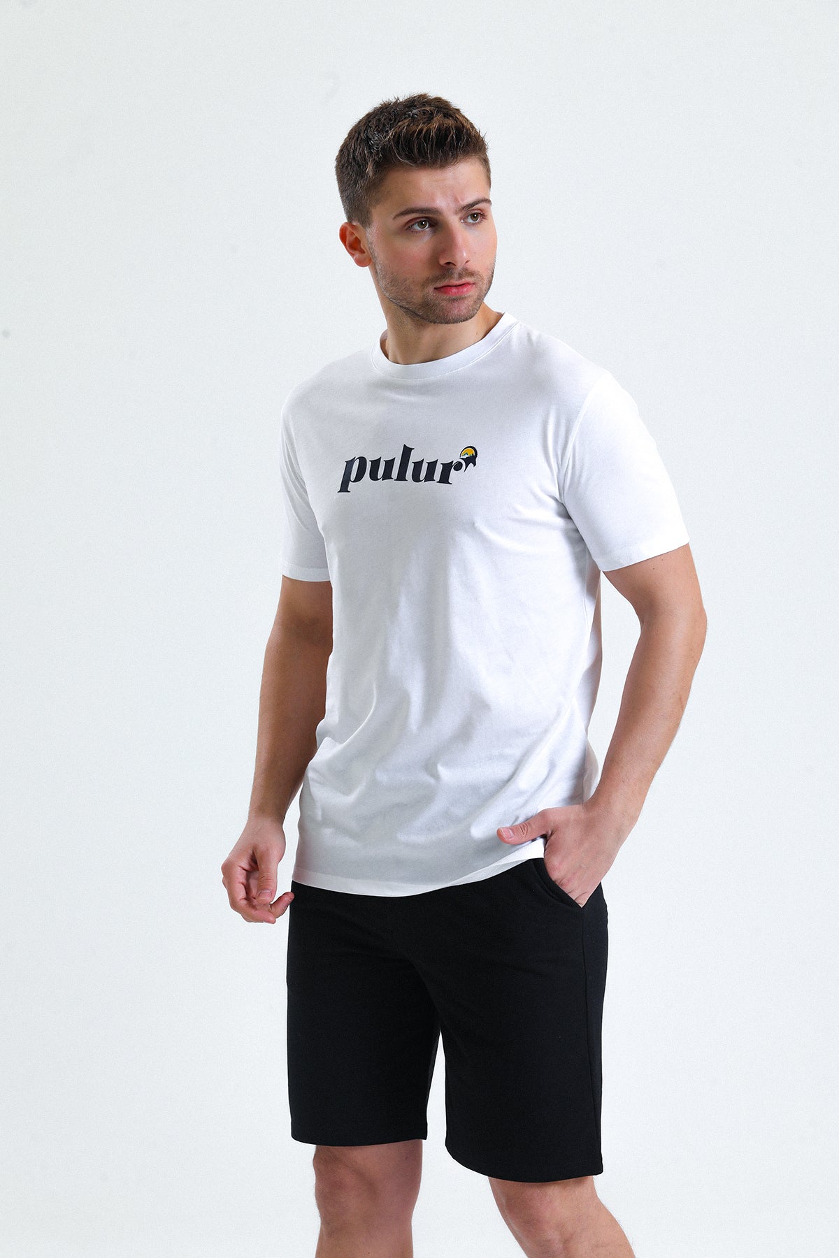 Siyah Normal Kesim Cepli Pamuklu Örme Sweat Şort