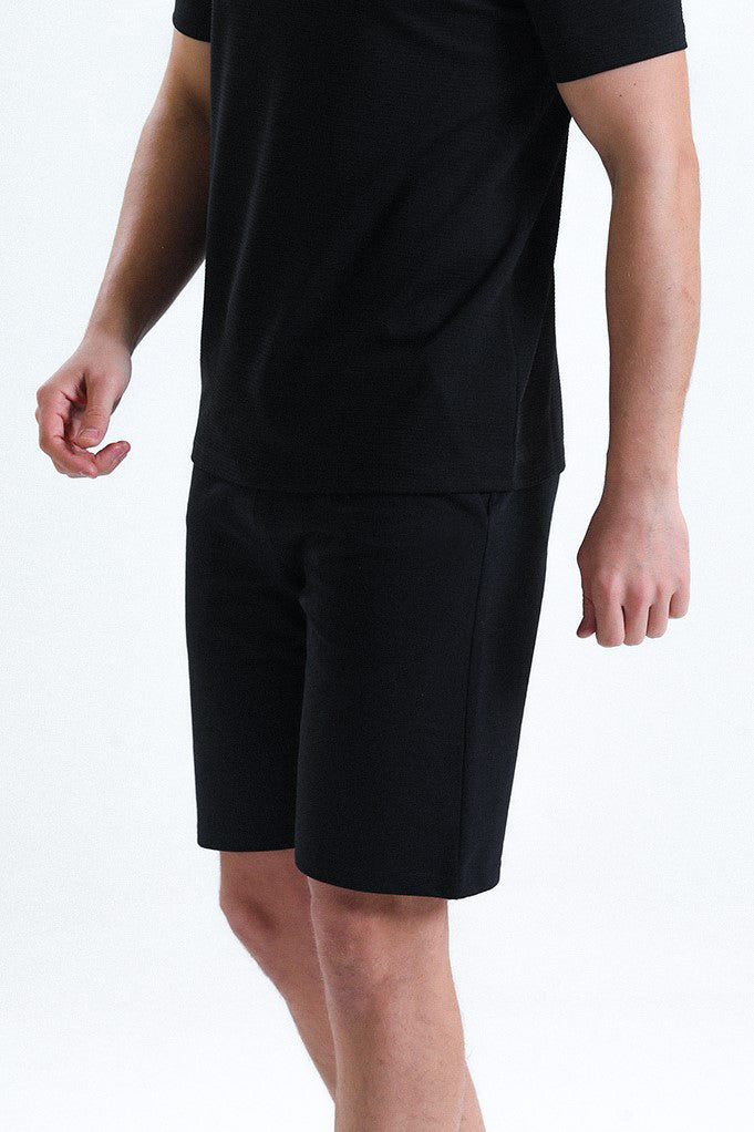 Siyah Normal Kesim Cepli Pamuklu Örme Sweat Şort