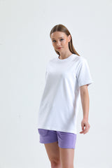 Beyaz Bisiklet Yaka Kısa Kollu 2 İplik Tişört