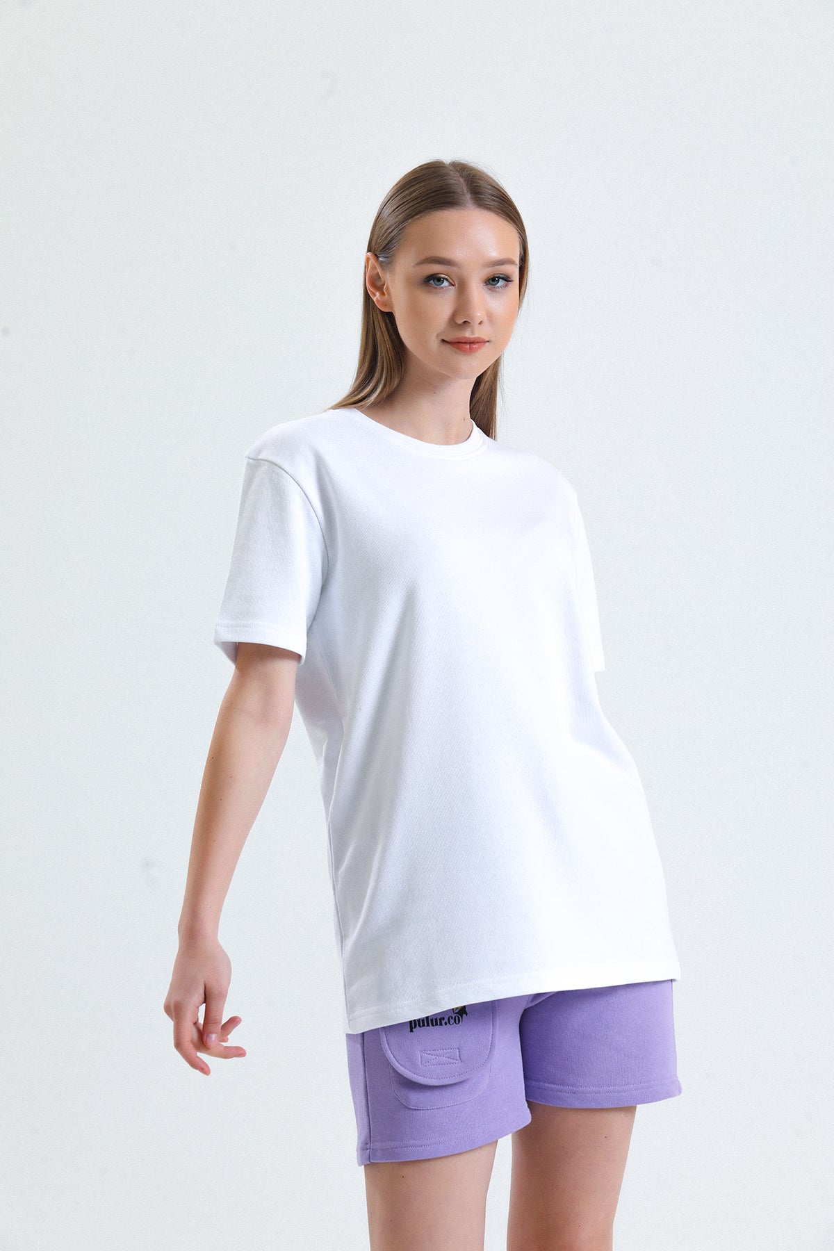 Beyaz Bisiklet Yaka Kısa Kollu 2 İplik Tişört