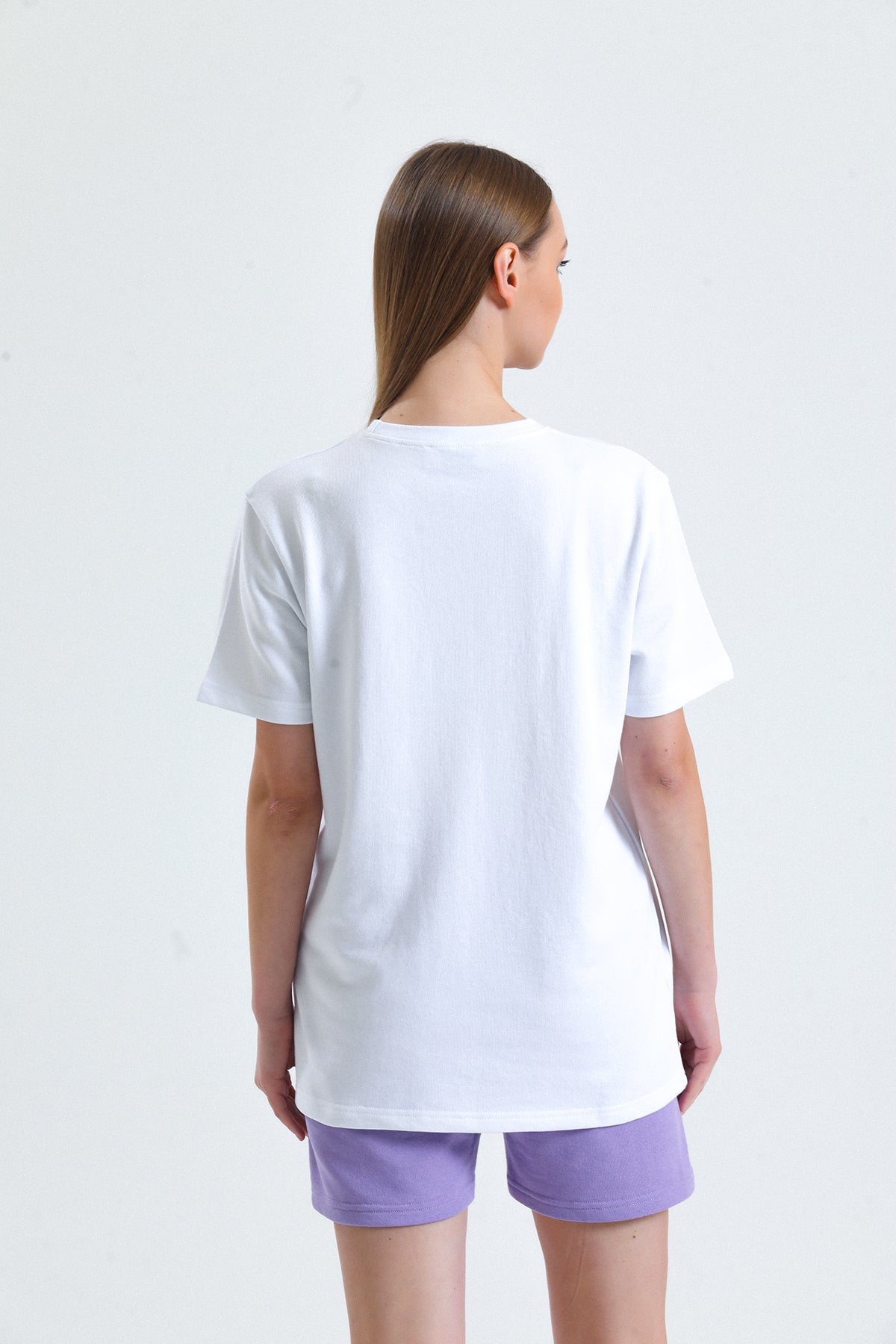 Beyaz Bisiklet Yaka Kısa Kollu 2 İplik Tişört