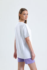 Beyaz Bisiklet Yaka Kısa Kollu 2 İplik Tişört