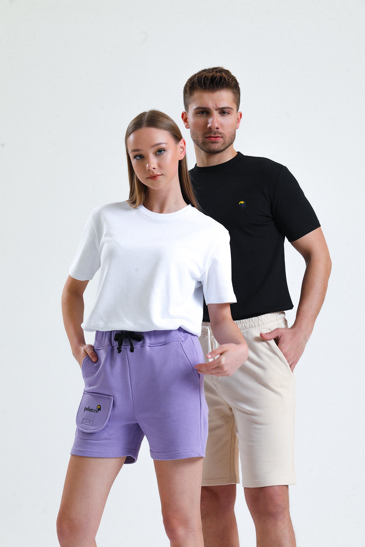 Bej Normal Kesim Cepli Pamuklu Örme Sweat Şort