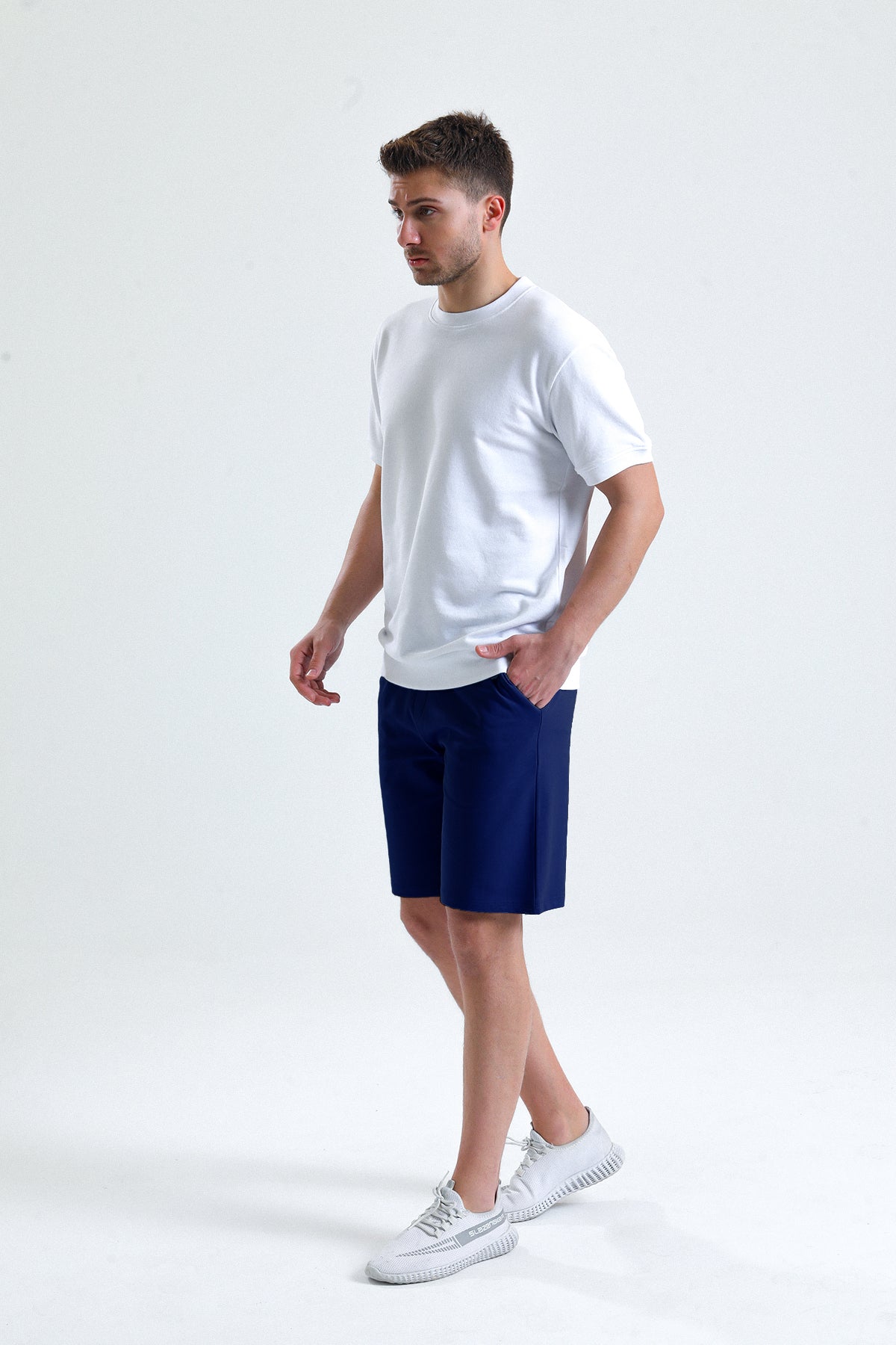 İndigo Normal Kesim Cepli Pamuklu Örme Sweat Şort