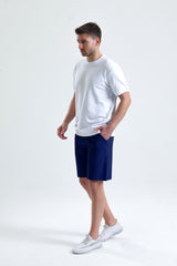 İndigo Normal Kesim Cepli Pamuklu Örme Sweat Şort