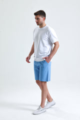 Beyaz Kısa Kollu Bisiklet Yaka %100 Pamuklu 2 İplik Tişört